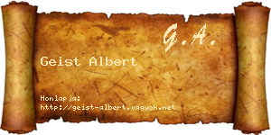 Geist Albert névjegykártya